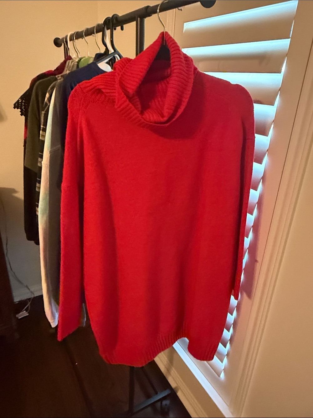 Red Turtleneck Women's Sweater Dress - Cozy Oversized Knit
